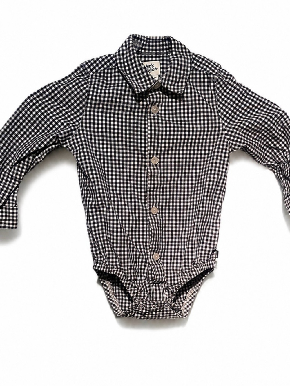 Check-Pattern Black & White Button-Down Baby Bodysuit-24 mos